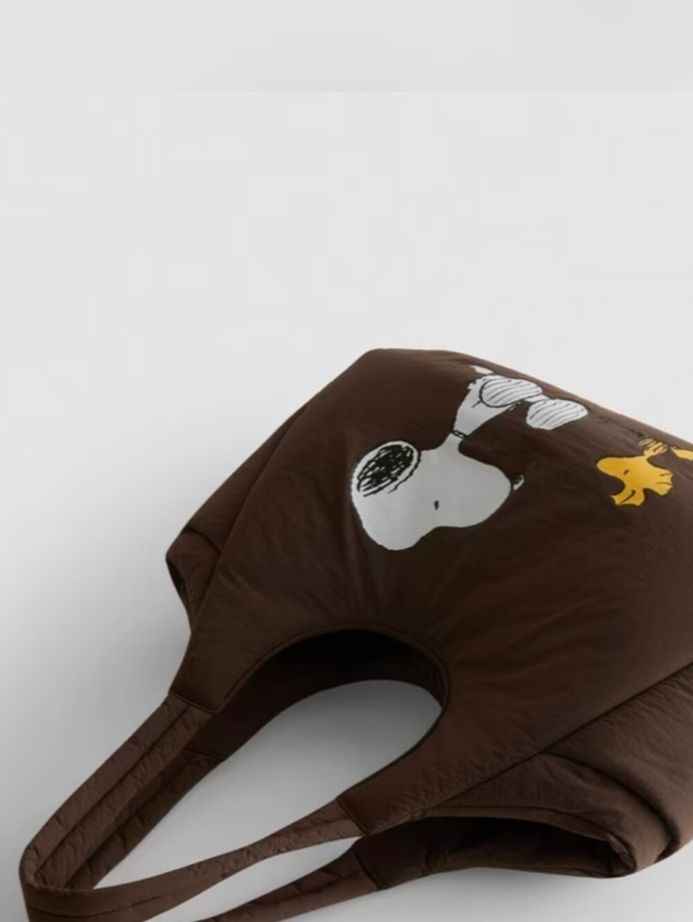 Peanuts Snoopy and Woodstock Padded Shopper, Large Shoulder Brown Bag, Primark - Picture 3 of 6